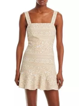 Kaidra Женское короткое мини-платье без рукавов Alice and Olivia, цвет natural/white