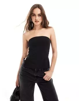 Kaiia – Извилистый черный топ-бандо с разрезом по бокам