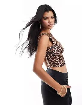 Kaiia – укороченный топ без рукавов с леопардовым принтом