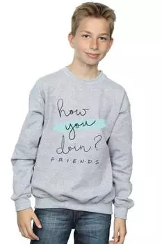 Как дела? Толстовка с рукописным вводом Friends, серый