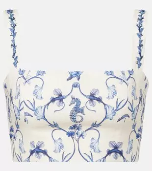 Какао цветочный льняной топ-кроп Agua by Agua Bendita, Under The Sea