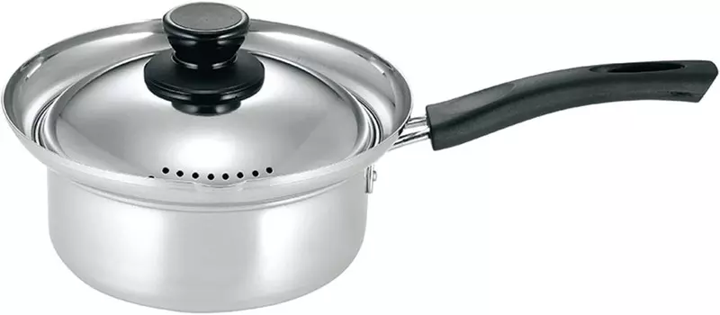 Kakuse NW-05 Niruwaka, кастрюля с одной ручкой, 6,3 дюйма (16 см), полная вода, 0,7 галлона (1,8 л), устойчивость к ржавчине, нержавеющая сталь, защита от разливов, совместимость с индукционной индукцией, серебро Kakusee, Silver