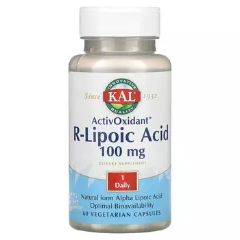 KAL, ActivOxidant, R-липоевая кислота, 100 мг, 60 вегетарианских капсул