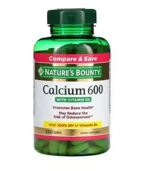 Кальций 600 с витамином D3, 250 таблеток, Nature's Bounty