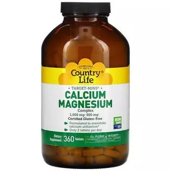 Кальций-магниевый комплекс, Country Life, Target-Mins, 360 таблеток