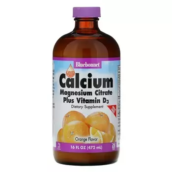 Кальций, магний и витамин D3 Bluebonnet Nutrition апельсин, 472 мл