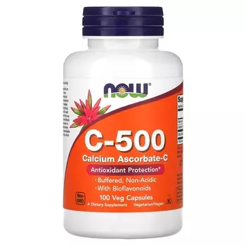 Кальция аскорбат NOW Foods C-500, 100 капсул