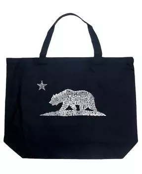 Калифорнийский медведь — большая сумка-тоут Word Art LA Pop Art, черный