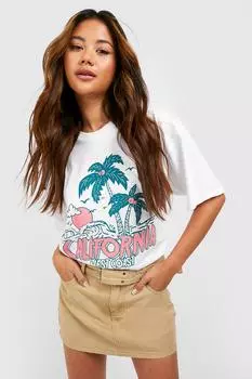Калифорния пальмовая футболка Boohoo, белый