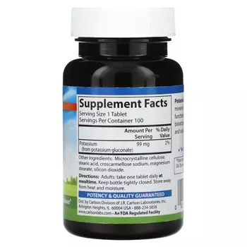 Калий Carlson 99 мг, 100 таблеток