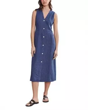 Каллан платье миди на пуговицах из льна Jenni Kayne, синий