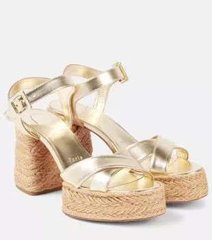 Калякала 85 босоножки на платформе из металлизированной кожи Christian Louboutin, Platine/Lin Platine