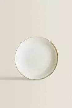Каменная десертная тарелка Zara, экрю