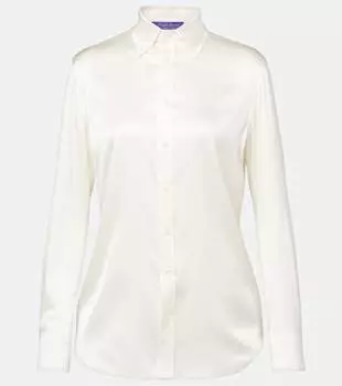 Камерон рубашка из шелкового шифона с добавлением шелка Ralph Lauren Collection, белый