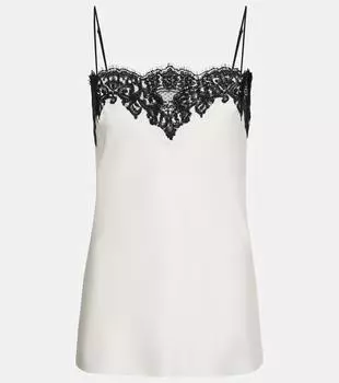 Камисол из сатина с кружевной отделкой Stella McCartney, кремовый