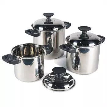 Kampa Space Saver, набор кастрюль, нержавеющая сталь, нержавеющая сталь, нержавеющая сталь, серебро