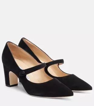 Кампарба замшевые туфли Mary Jane Manolo Blahnik, 0015 Blck