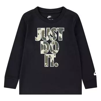 Камуфляж Nike «Just Do It» для малышей и мальчиков. Футболка с длинным рукавом, черный