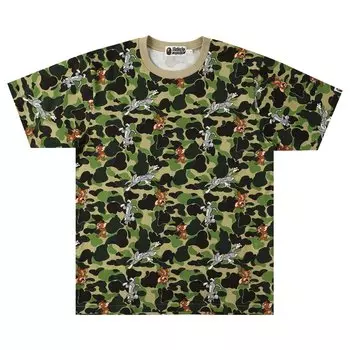 Камуфляжная футболка BAPE x Tom & Jerry, зеленая
