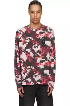 Камуфляжная футболка с длинным рукавом Map Bape, красный
