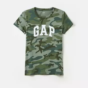 Камуфляжная футболка с логотипом Gap, зеленый