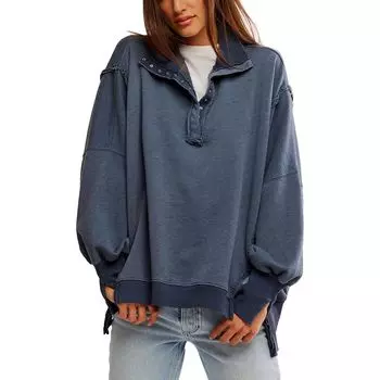 Камуфляжная хенли футболка Camden Free People, синий