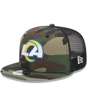 Камуфляжная кепка Los Angeles Rams Main Trucker 9FIFTY для больших мальчиков и девочек Snapback New Era, зеленый