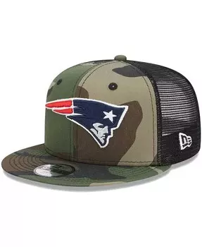 Камуфляжная кепка New England Patriots Main Trucker 9FIFTY для больших мальчиков и девочек Snapback New Era, зеленый