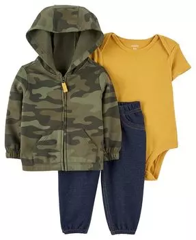 Камуфляжная куртка, боди и брюки для маленьких мальчиков, комплект из 3 предметов Carter's, мультиколор
