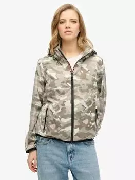 Камуфляжная куртка-ветровка с капюшоном и логотипом Superdry, зеленый