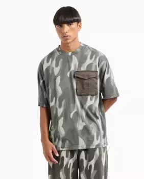 Камуфляжная мужская футболка с карманом Armani Exchange, цвет Verde Militar