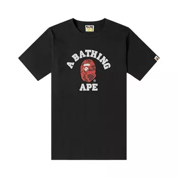 Камуфляжная студенческая футболка BAPE Reflector Color, черный/красный