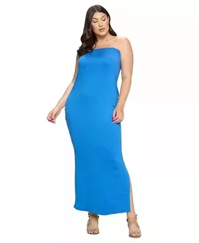 Камуфляжное платье без рукавов с разрезом больших размеров L I V D, синий