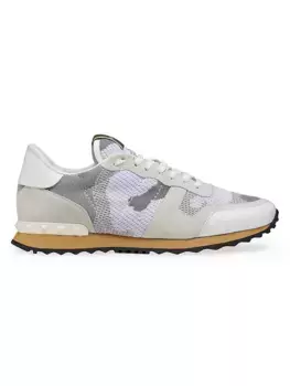 Камуфляжные кроссовки Rockrunner из сетчатой ткани Valentino Garavani, белый