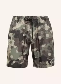 Камуфляжные шорты для плавания PHILIPP PLEIN, бежевый/темно-зеленый/коричневый