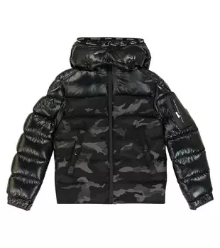 Камуфляжный пуховик Nimet Moncler Enfant, черный