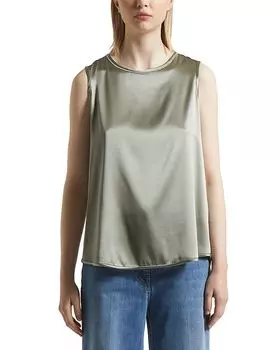 Камзол с круглым вырезом из смесового шелка Peserico, зеленый