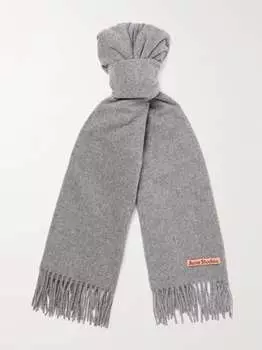 Канадский шерстяной шарф с бахромой ACNE STUDIOS, серый