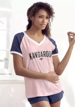 KangaROOS Пижама (2 шт.), с контрастными рукавами реглан, синий