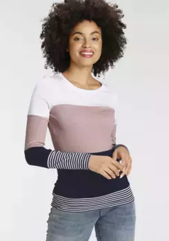 KangaROOS с длинным рукавом, цветные полоски – НОВЫЕ ЦВЕТА, цвет Wei-Rose- Marine