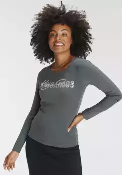 KangaROOS свернутая рубашка с длинными рукавами и классным принтом с логотипом, антрацит