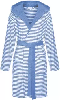 KangaROOS женский халат "Луана" (1 шт.), полосатый халат женский, полосатый, XS-2XL, белый