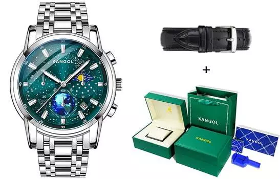 KANGOL КАНГОЛ Мужские часы, Модель звездного синего пояса