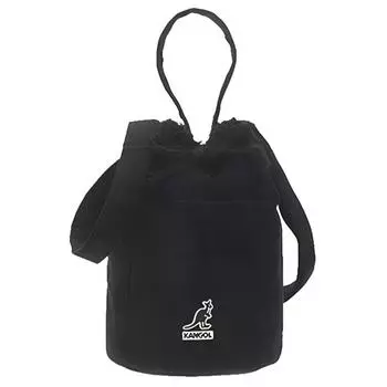 KANGOL Сумка-ведро из хлопка, сумка через плечо, сумка среднего размера унисекс, черная