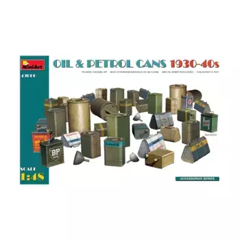 Канистры из-под масла и бензина, 1930-40-е гг., Scenery & Accessories (1:48) (MiniArt Models)
