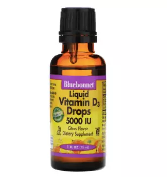 Капли витамина D3 с натуральным цитрусовым вкусом 5000 МЕ 30 мл Bluebonnet Nutrition