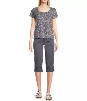 Капри из тканого твила с манжетами со средней посадкой Aventura Arden V2, синий