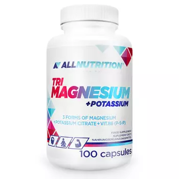 Капсулы от судорог с магнием и калием Allnutrition Tri Magnesium + Potassium, 100 шт