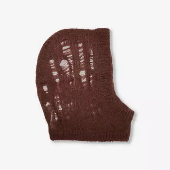 Капюшон из смесовой шерсти с ребристой отделкой потертой вязки Rick Owens, цвет henna
