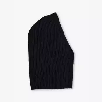 Капюшон из трикотажной шерсти в рубчик Jil Sander, черный